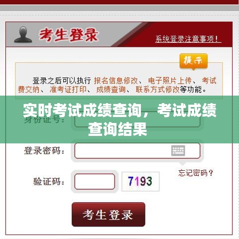实时考试成绩查询，考试成绩查询结果 
