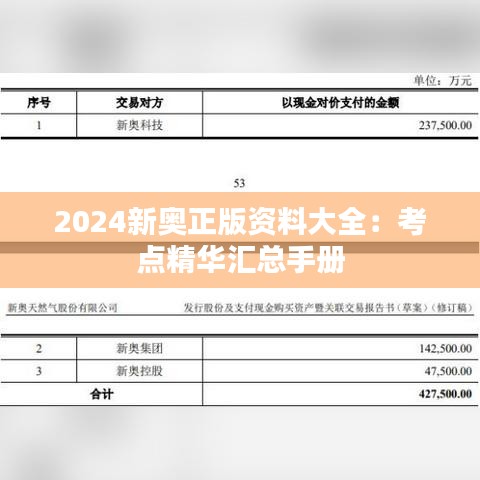 2024新奥正版资料大全：考点精华汇总手册