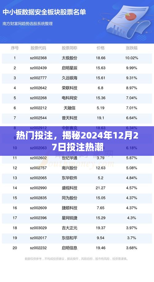 揭秘2024年12月27日投注热潮，热门投注大揭秘！