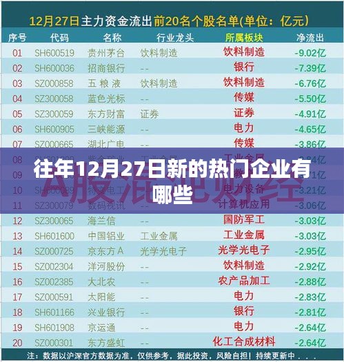 往年12月27日新兴热门企业盘点
