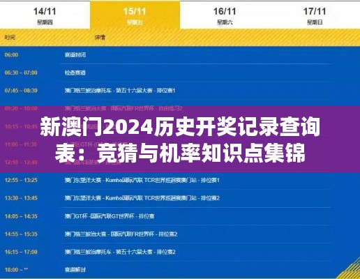 新澳门2024历史开奖记录查询表：竞猜与机率知识点集锦
