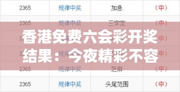 香港免费六会彩开奖结果：今夜精彩不容错过