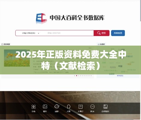 2025年正版资料免费大全中特（文献检索）