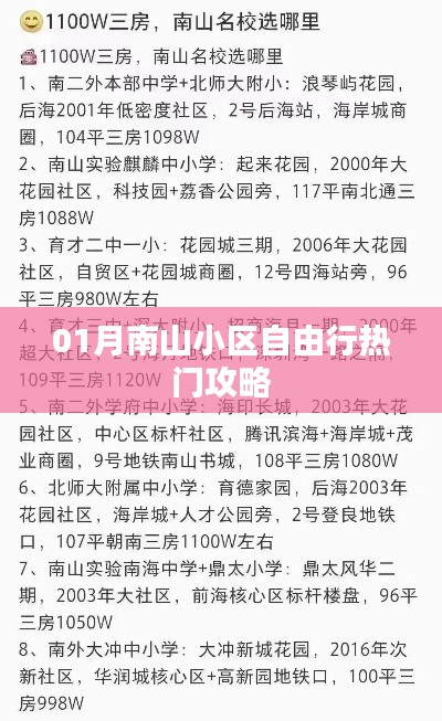 南山小区自由行指南，热门攻略全解析