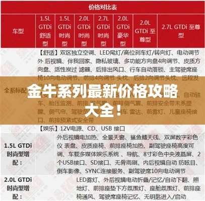 金牛系列最新价格攻略大全！