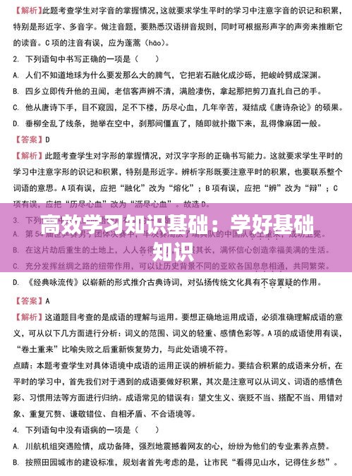 高效学习知识基础：学好基础知识 