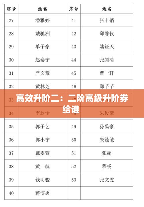 高效升阶二：二阶高级升阶券给谁 