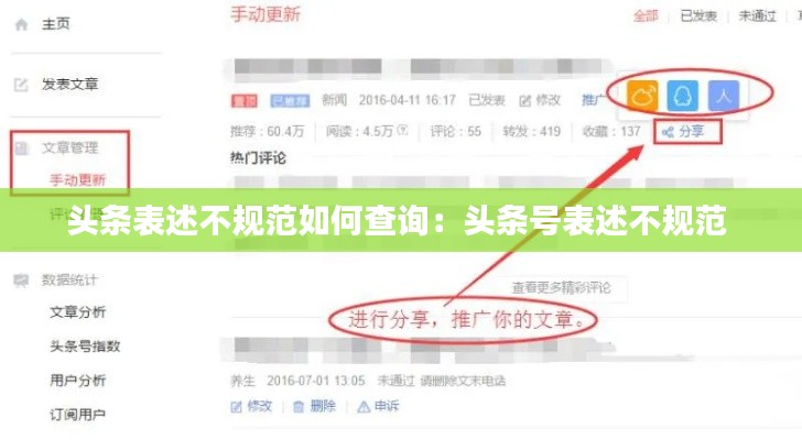 头条表述不规范如何查询：头条号表述不规范 