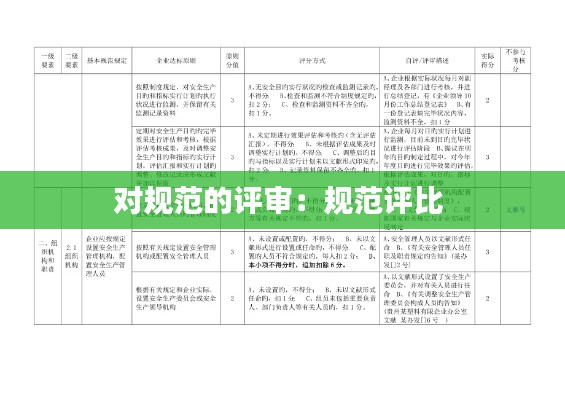 对规范的评审：规范评比 