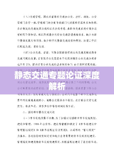 静态交通专题论证深度解析