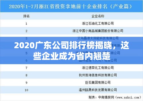 2020广东公司排行榜揭晓，这些企业成为省内翘楚