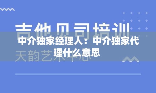 中介独家经理人：中介独家代理什么意思 