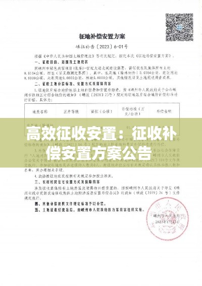 高效征收安置：征收补偿安置方案公告 
