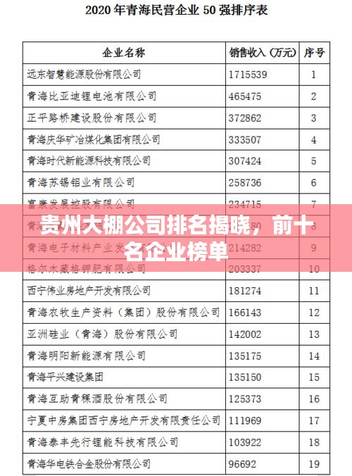 贵州大棚公司排名揭晓，前十名企业榜单