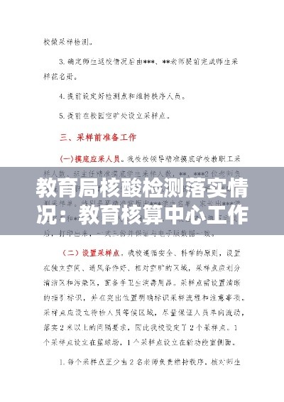 教育局核酸检测落实情况：教育核算中心工作计划 
