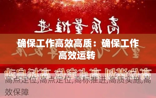 确保工作高效高质：确保工作高效运转 