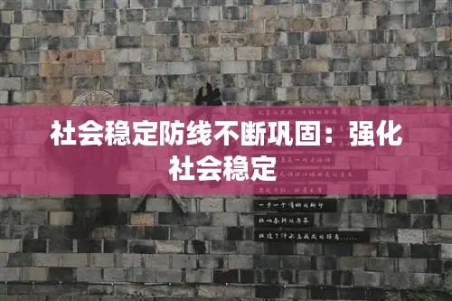 社会稳定防线不断巩固：强化社会稳定 