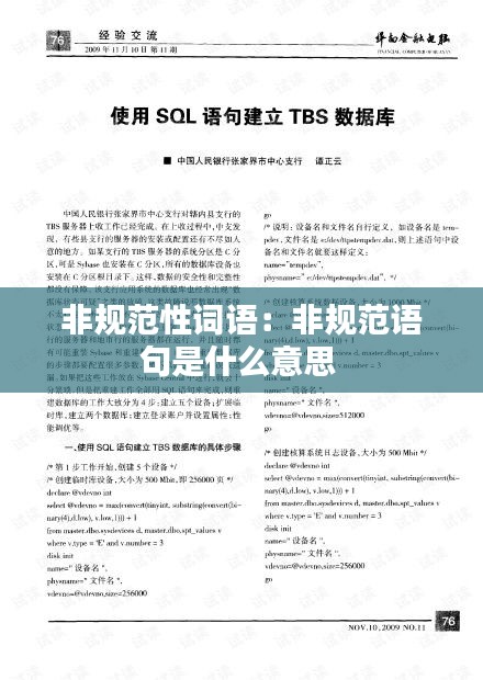 非规范性词语：非规范语句是什么意思 