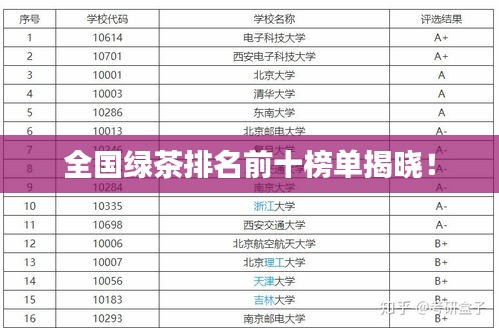 全国绿茶排名前十榜单揭晓！