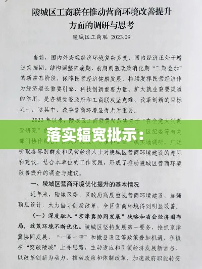 落实辐宽批示： 