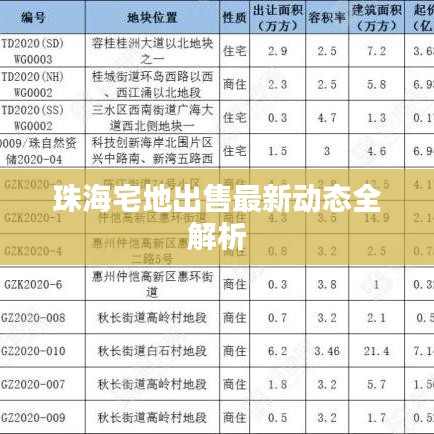 珠海宅地出售最新动态全解析