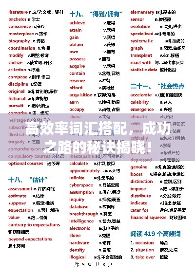 高效率词汇搭配，成功之路的秘诀揭晓！