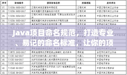 Java项目命名规范，打造专业、易记的命名标准，让你的项目脱颖而出！