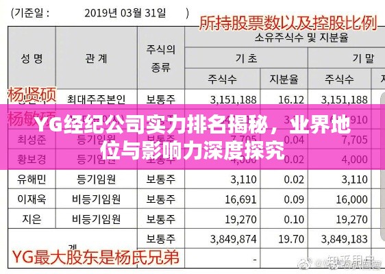 YG经纪公司实力排名揭秘，业界地位与影响力深度探究