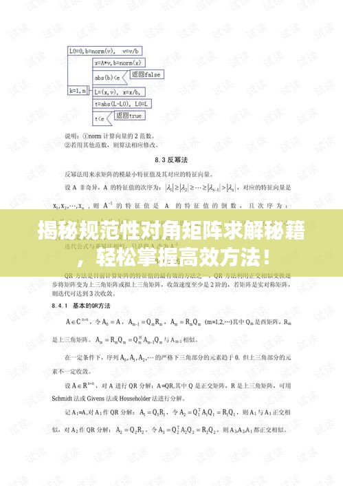 揭秘规范性对角矩阵求解秘籍，轻松掌握高效方法！