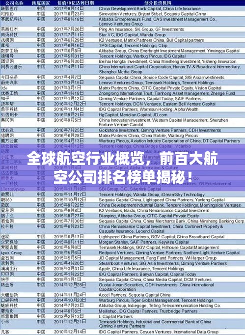 全球航空行业概览，前百大航空公司排名榜单揭秘！