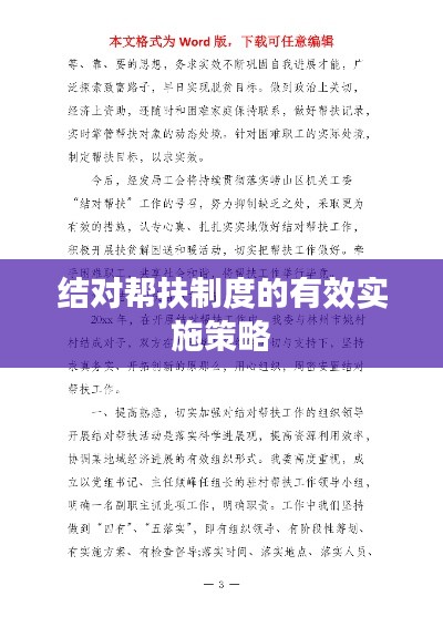 结对帮扶制度的有效实施策略