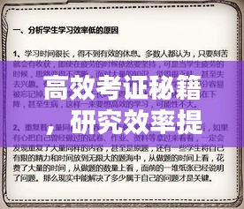 高效考证秘籍，研究效率提升的关键策略