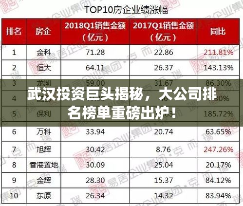 武汉投资巨头揭秘，大公司排名榜单重磅出炉！