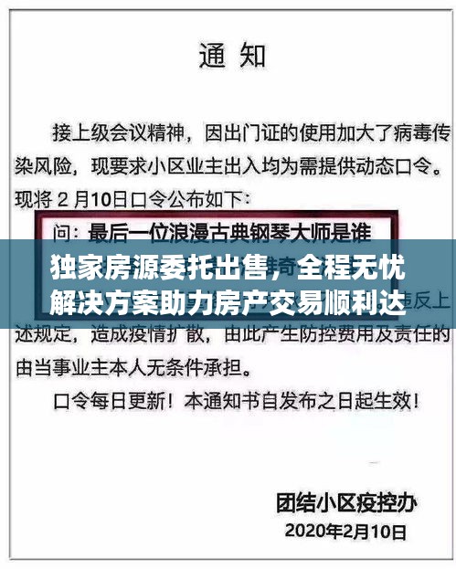 独家房源委托出售，全程无忧解决方案助力房产交易顺利达成