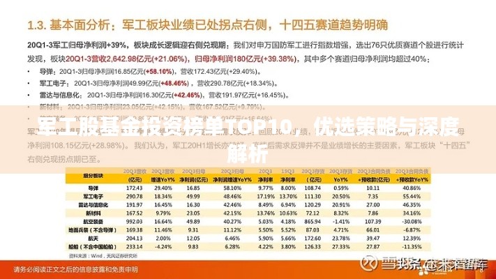 军工股基金投资榜单TOP10，优选策略与深度解析