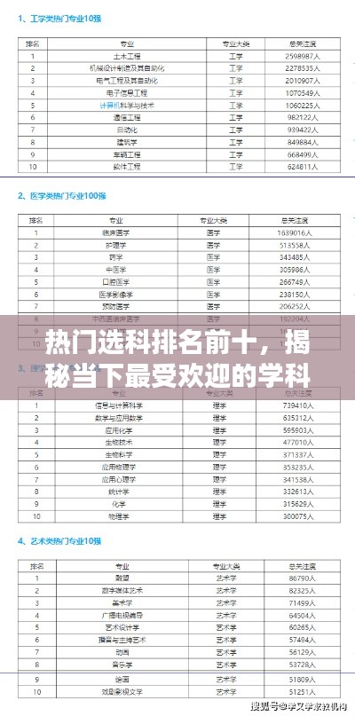 热门选科排名前十，揭秘当下最受欢迎的学科领域！