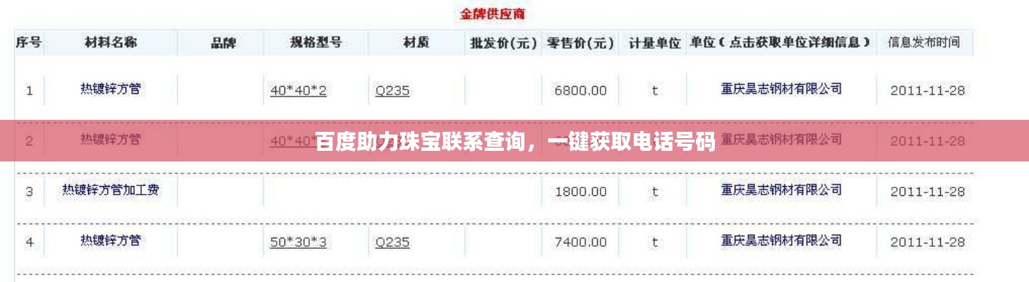 百度助力珠宝联系查询，一键获取电话号码