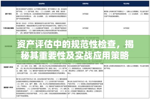 资产评估中的规范性检查，揭秘其重要性及实战应用策略