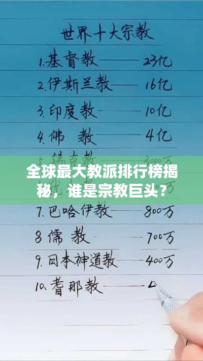 全球最大教派排行榜揭秘，谁是宗教巨头？
