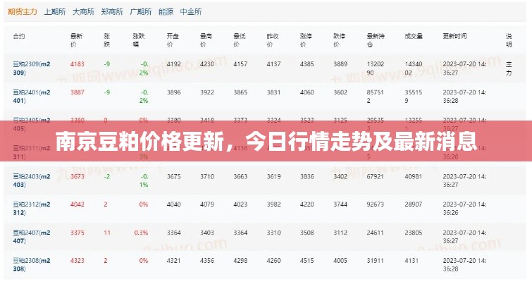 南京豆粕价格更新，今日行情走势及最新消息