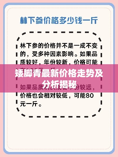 矮脚青最新价格走势及分析揭秘