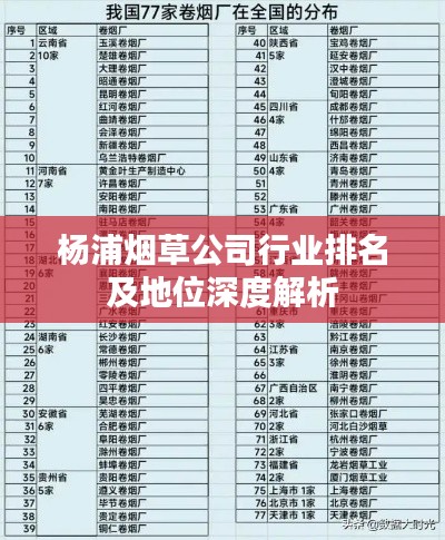 杨浦烟草公司行业排名及地位深度解析
