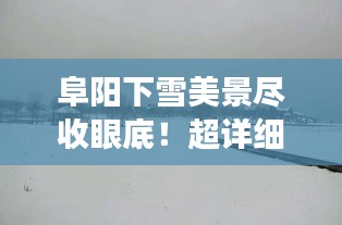 阜阳下雪美景尽收眼底！超详细旅游攻略来袭！